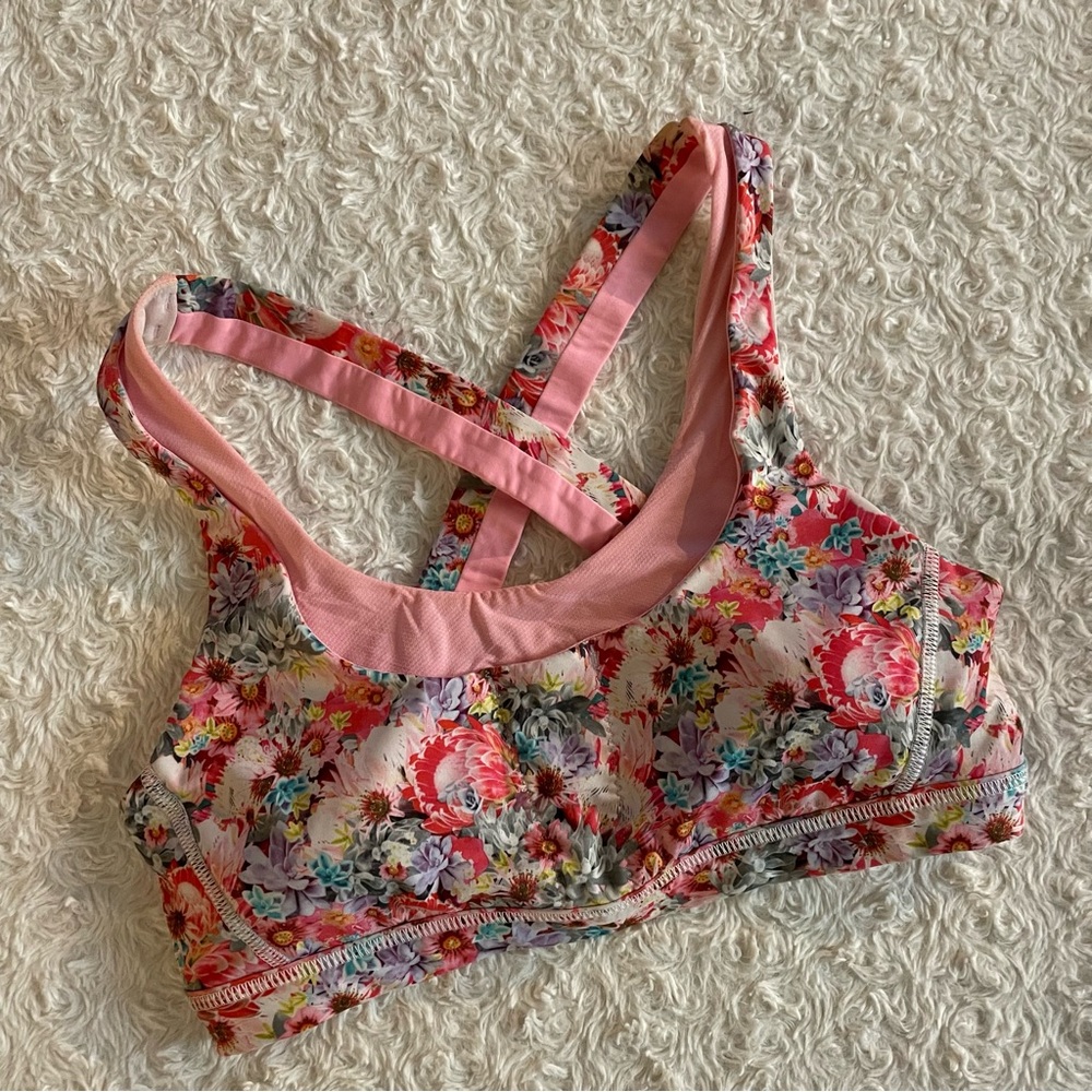 Lululemon Run Your Stuff II Floral Multi-Color Sports Bra Size 8 - Picture 2 of 8
